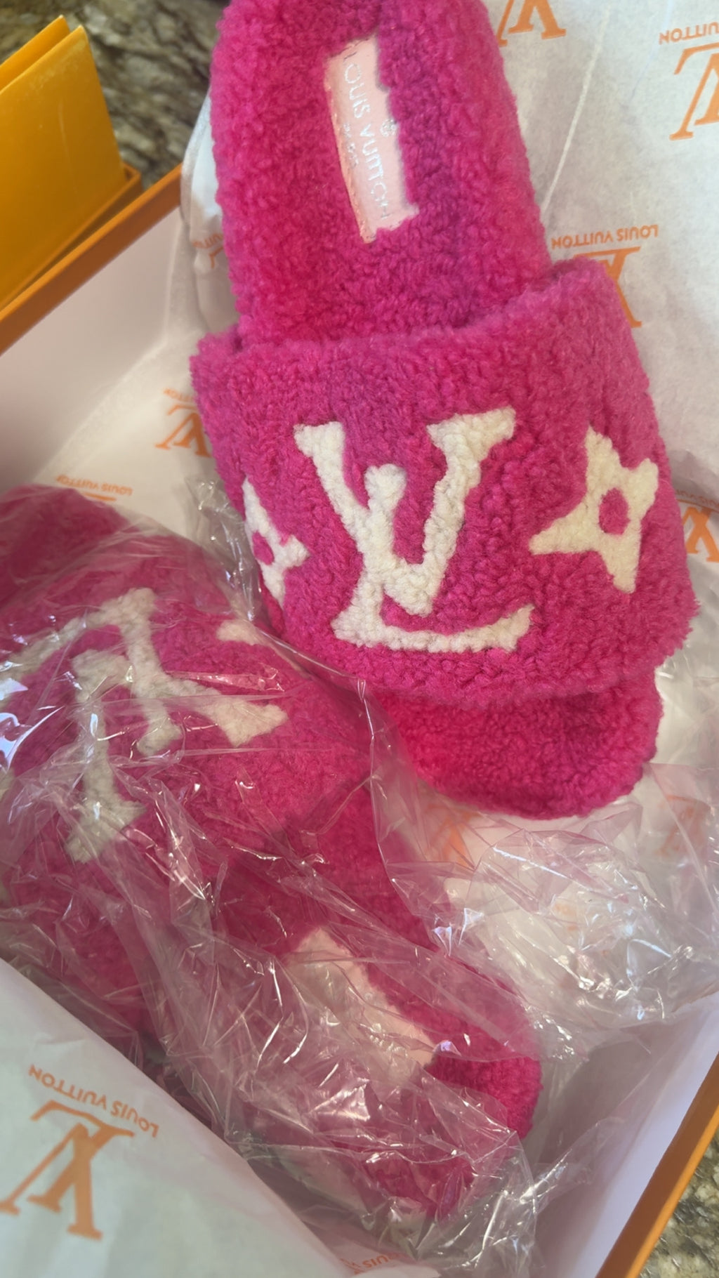 Pink LV Designer Slides